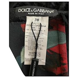Dolce & Gabbana-Dolce & Gabbana Bustier Midi Dress in Floral Print Viscose-Black