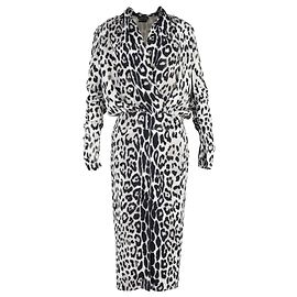 Abito lungo con stampa leopardata Tom Ford in seta bianca e nera Altro