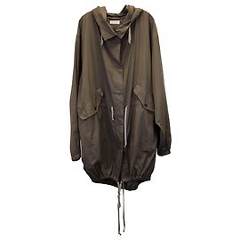 Knielanger Parka von Dries Van Noten aus khakigrüner Poly-Baumwolle Grün Khaki