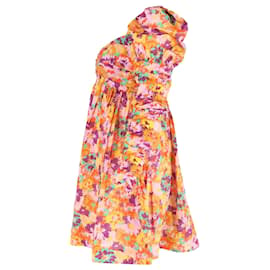 Zimmermann-Zimmermann Violet Floral Twist Front Mini Dress in Multicolor Cotton-Multiple colors