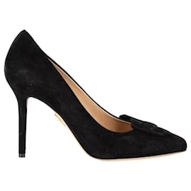 Charlotte Olympia-Zapatos de salón con hebilla Catherine de Charlotte Olympia en ante negro-Negro