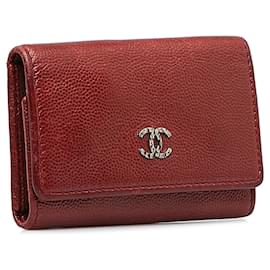 Chanel-Chanel Red CC Caviar Leather Key Holder-Red