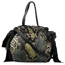 Prada Black Tessuto Python Print Bow Satchel Brown Black