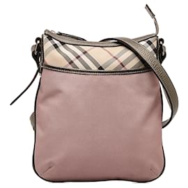 Burberry-Burberry Sac à bandoulière en nylon rose à carreaux Nova-Rose