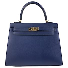 Hermès-Hermes Blue Togo Kelly Retourne 25-Blue