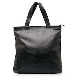 Chanel-Chanel Black CC Lambskin Leather Tote-Black