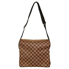 Louis Vuitton-Louis Vuitton Naviglio Ebene Damier Canvas Unisex Messenger Top Flap Zipper Bag-Brown