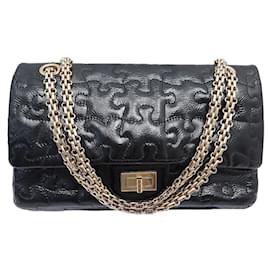 Chanel-Bolsa Chanel 2.55 PUZZLE M EM BOLSA DE MÃO CROSSBODY DE COURO VERMELHO-Preto