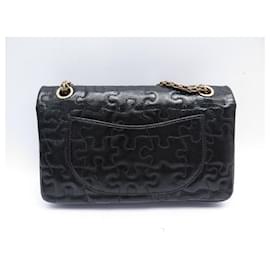 Chanel-Borsa Chanel 2.55 BORSA A MANO PUZZLE M IN VERNICE ROSSA-Nero