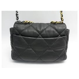 Chanel-BOLSO DE MANO GRANDE CHANEL 19 EN PIEL NEGRA COMO BANDOULER DE HOMBRO1161 BOLSO DE MANO MONEDERO-Negro