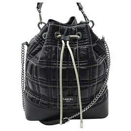 NOVO BALDE LANCEL M BOLSA11131 SACO BALDE DE COURO COM SEMENTES ACOLCHOADO PRETO Preto