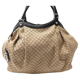 Gucci-GUCCI SUKEY LARGE CANVAS HANDBAG GUCCISSIMA 211943 HAND BAG PURSE TOTE-Beige