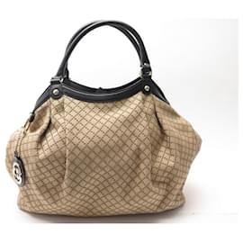 Gucci-GUCCI SUKEY LARGE CANVAS HANDBAG GUCCISSIMA 211943 HAND BAG PURSE TOTE-Beige