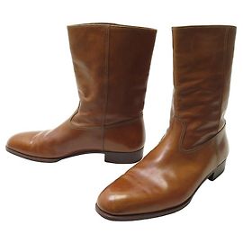 JOHN LOBB SCARPE BIKER ALLA CAVIGLIA 8.5 42.5 STIVALE BIKER IN PELLE MARRONE Marrone