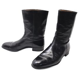 JOHN LOBB SCARPE BIKER ALLA CAVIGLIA 8.5 42.5 Stivali biker in pelle nera Nero