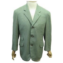 Hermès HERMES BLAZER G JACKE130 52 L GRÜNE KASCHMIR-WOLLJACKEN-MANTELWESTE Grün
