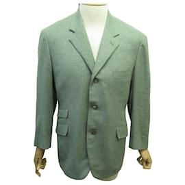 Hermès-HERMES BLAZER G JACKET130 52 L GREEN CASHMERE WOOL JACKET COAT VEST-Green