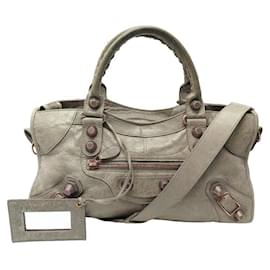 Balenciaga-BALENCIAGA CLASSIC CITY GIANT HANDBAG 173032 TAUPE LEATHER CROSSBODY BAG-Taupe