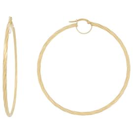 Autre Marque-BOUCLES D'OREILLES CREOLES OR JAUNE 18K TORSADEES 3.9GR SWIRL HOOPS EARRINGS-Doré