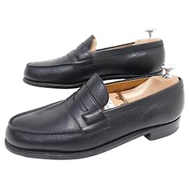 JM Weston-JM WESTON LOAFERS 180 6.5C 40.5 FINE BLACK SEEDED LEATHER SHOES-Black