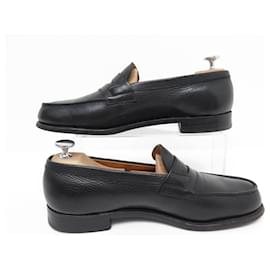 JM Weston-JM WESTON LOAFERS 180 6.5C 40.5 FINE BLACK SEEDED LEATHER SHOES-Black