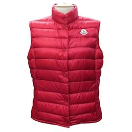 Moncler-MONCLER LIANE SLEEVELESS DOWN JACKET RED VEST T4 44 L PUFFER COAT-Red