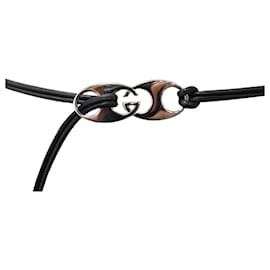 Gucci-CEINTURE GUCCI LACET CRAVATE TEXANE DOUBLE G 65-100CM CUIR & ARGENTE LACE BELT-Argenté