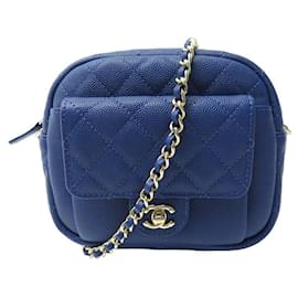 Chanel-NEUF SAC A MAIN CHANEL CC DAY CAMERA CUIR CAVIAR BLEU BANDOULIERE HAND BAG-Bleu