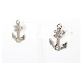 Chanel-NEW CHANEL ANCHOR NAVY METAL SILVER EARRINGS ANCHOR EARRINGS-Silvery