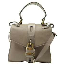Chloé-SAC A MAIN CHLOE ABY EN CUIR TAUPE BANDOULIERE LEATHER HAND BAG PURSE-Taupe