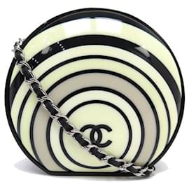 Chanel-SAC A MAIN CHANEL PILLBOX 2006 RUNWAY MINAUDIERE RESINE BEIGE & NOIRE HAND BAG-Autre
