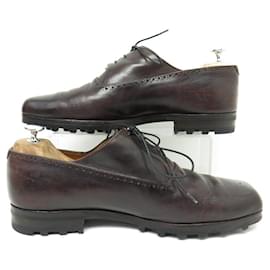 Berluti-ZAPATOS BERLUTI 518 Puntera Oxford 9 43 ZAPATOS DE PIEL PATINA MARRÓN-Castaño