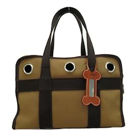 Hermès-Canvas Dog Carrier Bag-Brown