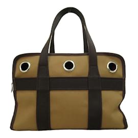 Hermès-Canvas Dog Carrier Bag-Brown