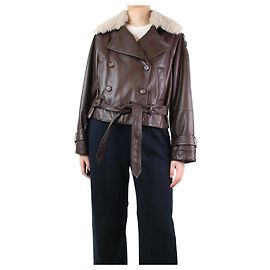 Brunello Cucinelli Braune, gefütterte Jacke mit Gürtel – Größe UK 10 Braun
