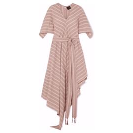Loewe-Loewe + Paula's Ibiza Belted Striped Cotton-gauze Midi Dress-Pink