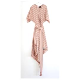 Loewe-Loewe + Paula's Ibiza Belted Striped Cotton-gauze Midi Dress-Pink