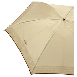 Fendi-FENDI Zucchino Canvas folding Umbrella Nylon Gold Beige Auth bs9905-Beige,Golden