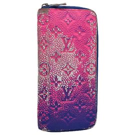 Carteira LOUIS VUITTON Monogram Illusion Brazza Portefeuille Roxo LV Auth 60331 Rosa Roxo