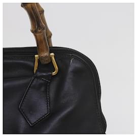 Gucci-GUCCI Bamboo Borsa a mano in pelle nera 000 1186 0289 auth 60723-Nero