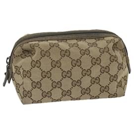 Gucci-GUCCI GG Canvas Pouch Beige 29595 Auth ac2497-Beige