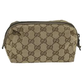 Gucci-GUCCI GG Canvas Pouch Beige 29595 Auth ac2497-Beige