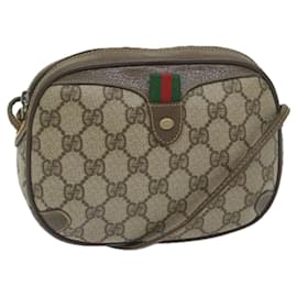Gucci-GUCCI GG Supreme Web Sherry Line Shoulder Bag Beige Red 156 02 066 Auth yk9564-Red,Beige