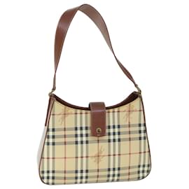 Burberry-BURBERRY Borsa A Tracolla Nova Check Pelle PVC Beige Auth 61009-Beige