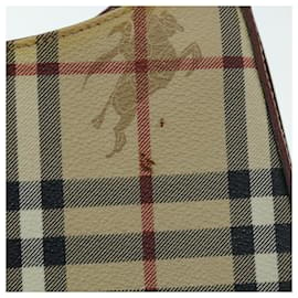 Burberry-BURBERRY Nova Check Shoulder Bag PVC Leather Beige Auth 61009-Beige