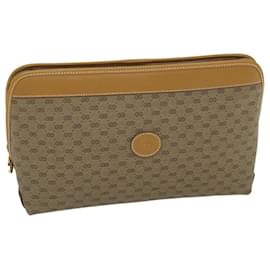 Gucci-GUCCI Micro GG Supreme Clutch Bag PVC Leather Beige 014 58 0198 Auth th4358-Beige