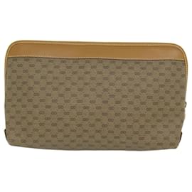 Gucci-GUCCI Micro GG Supreme Clutch Bag PVC Leather Beige 014 58 0198 Auth th4358-Beige