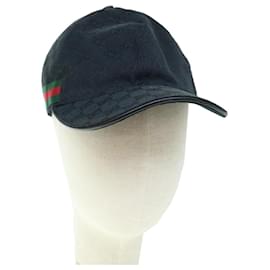 Gucci-GUCCI GG Canvas Web Sherry Line Cap M Size Black Red Green 200043 Auth am5246-Black,Red,Green