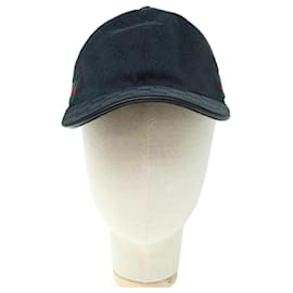 Gucci-GUCCI GG Canvas Web Sherry Line Cap M Size Black Red Green 200043 Auth am5246-Black,Red,Green