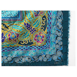 Autre Marque-Sublime et luxueuse écharpe en pure soie made in France, LANCETTI-Bleu